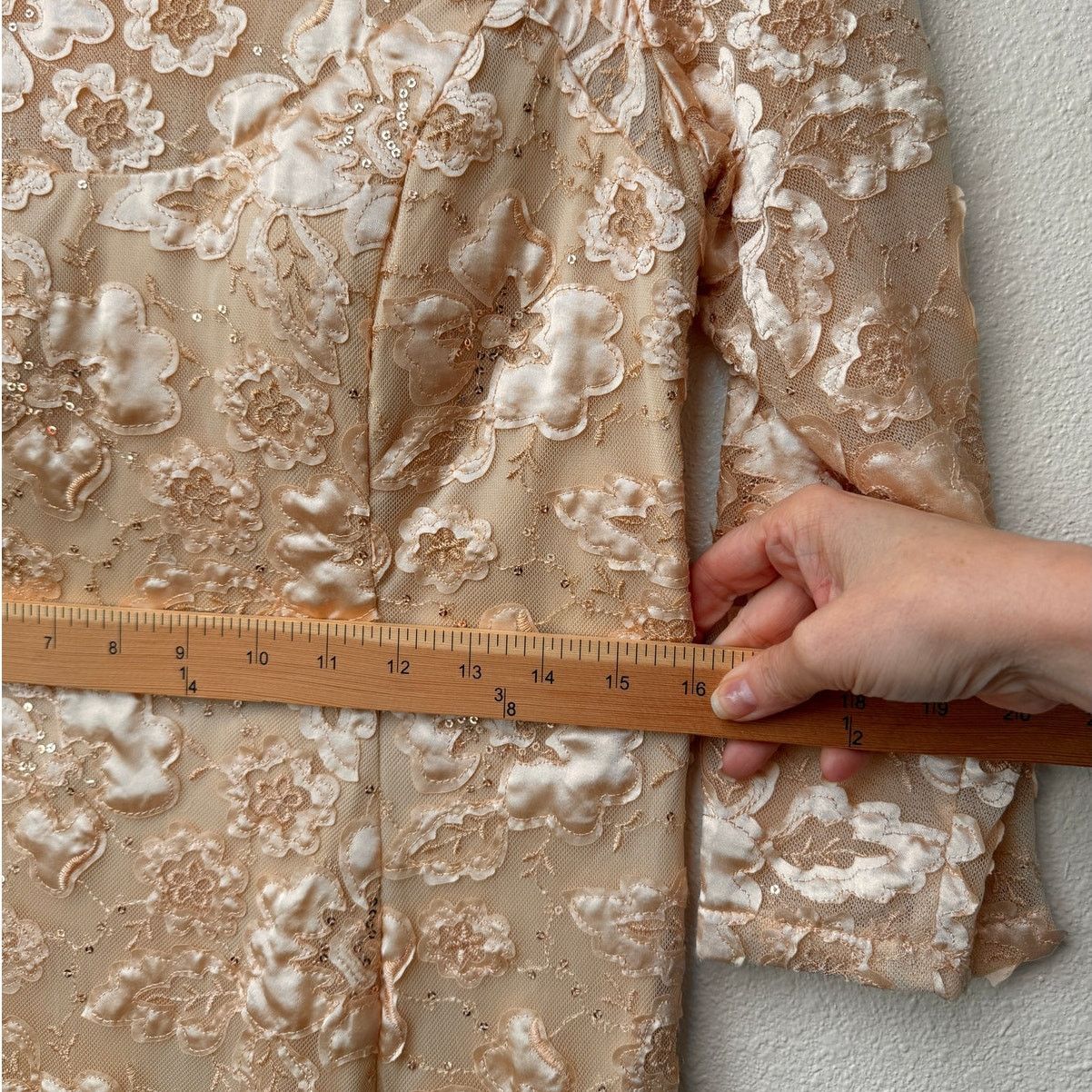 Other NWT Sue Wong Copper Lace Sheer Mesh Dress 3/4 Sleeve 14 Size XL / US 12-14 / IT 48-50 - 15 Thumbnail