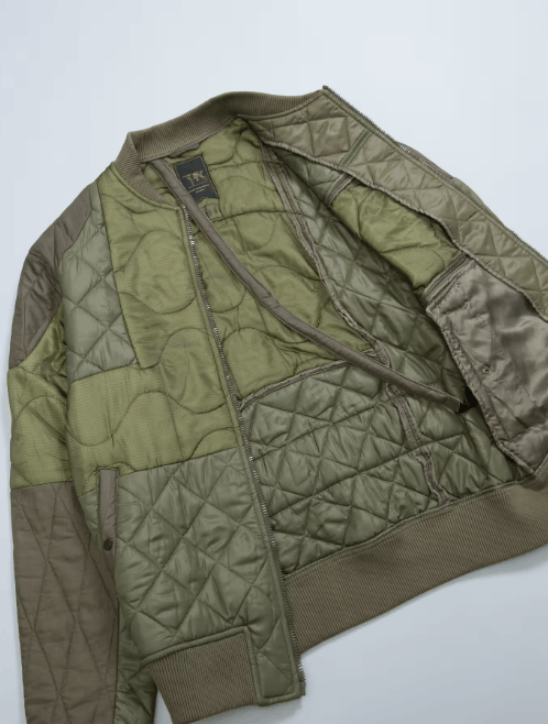 Pre-owned Maharishi Liner Bomber Jacket Patchwork Military Archive In Green