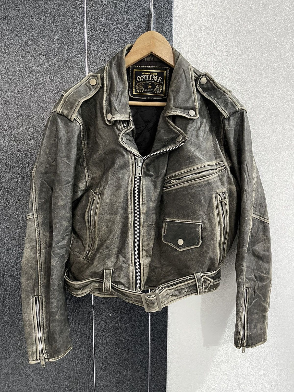 Japanese Brand Vintage On Time Real Leather Jacket Size US M / EU 48-50 / 2 - 1 Thumbnail