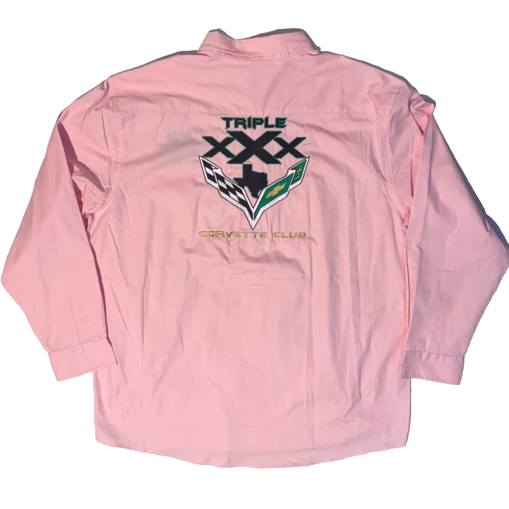 Port Authority Port Authority Corvette Racing Club Pink Logo Shirt Button-Up Long Sleeve 2XL Mens Regular Cotton Knit Size US XXL / EU 58 / 5 - 2 Thumbnail