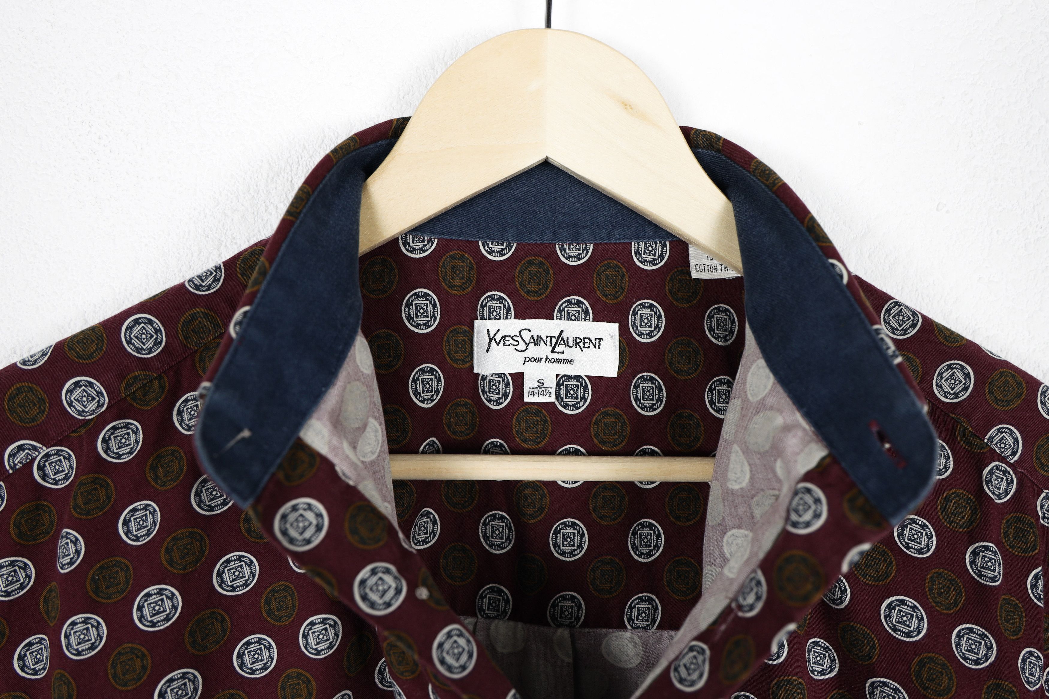 Vintage × Yves Saint Laurent Vintage Yves Saint Laurent YSL Logo Pocket Abstract Shirt Size US M / EU 48-50 / 2 - 5 Thumbnail