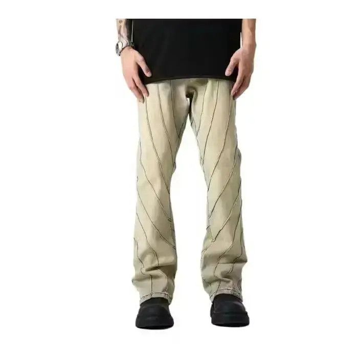 Japanese Brand Striped Beige Stacked Denim Jeans Size US 32 / EU 48 - 6 Thumbnail