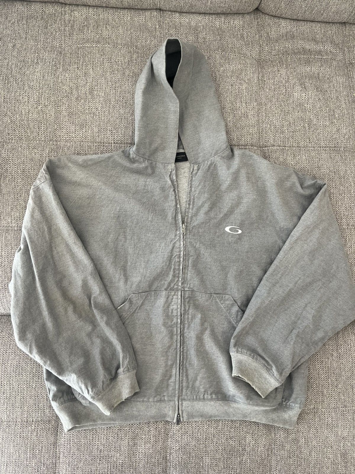 Balenciaga DENIM-PRINT BALENCIAGA ZIP HOODIE Size US M / EU 48-50 / 2 - 1 Thumbnail