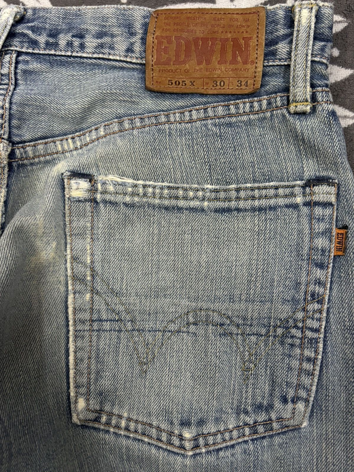 Edwin Vintage Edwin 505X Selvedge Mud Wash Loose Distressed Jeans Size US 31 - 13 Thumbnail