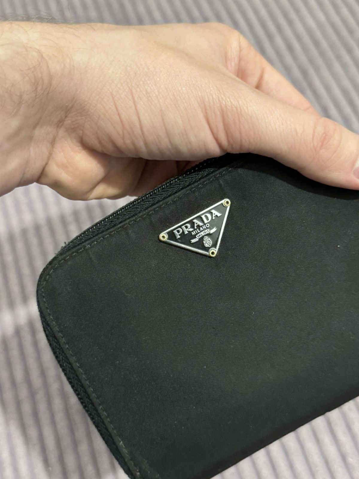 Prada Vintage Prada Nylon Big Wallet Black Logo Hype Designer Size ONE SIZE - 6 Thumbnail