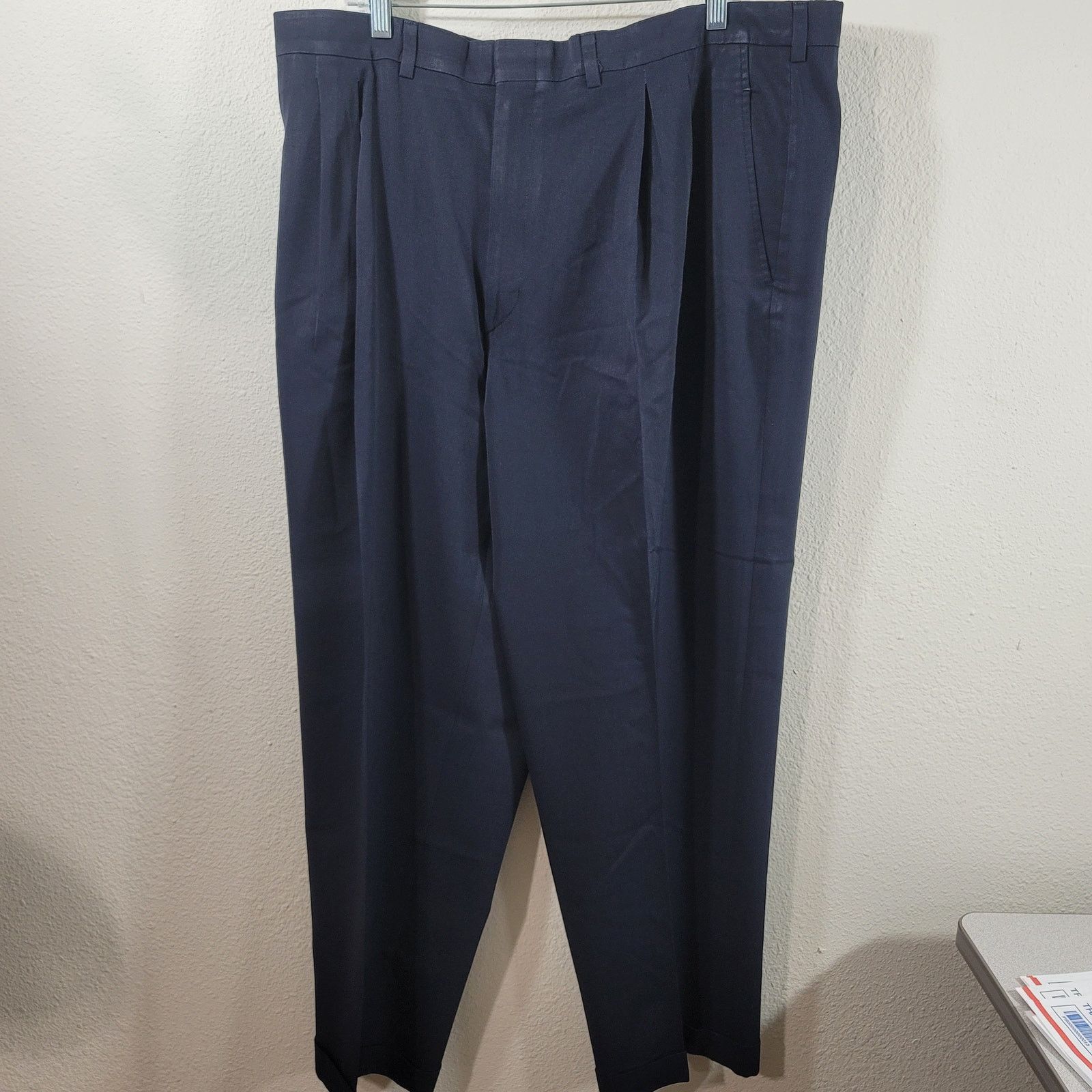 Other Lycra Plus Navy Blue Pleated Front Dress Pants 42 Size US 42 / EU 58 - 1 Thumbnail