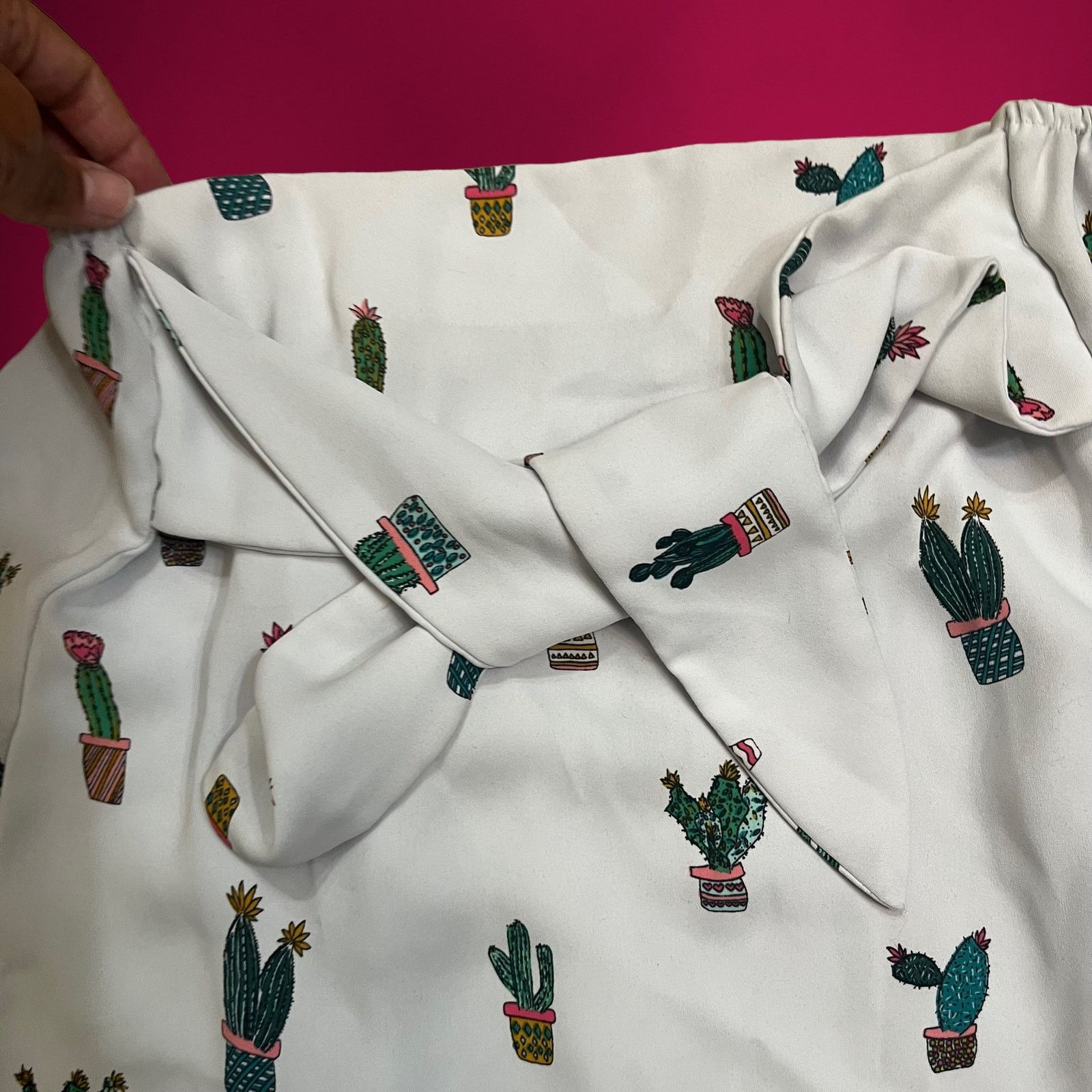 Don't Be Mad Do + Be Skirt Women's Large Cactus Plant Flowy Skater Tie Size 29" - 5 Thumbnail