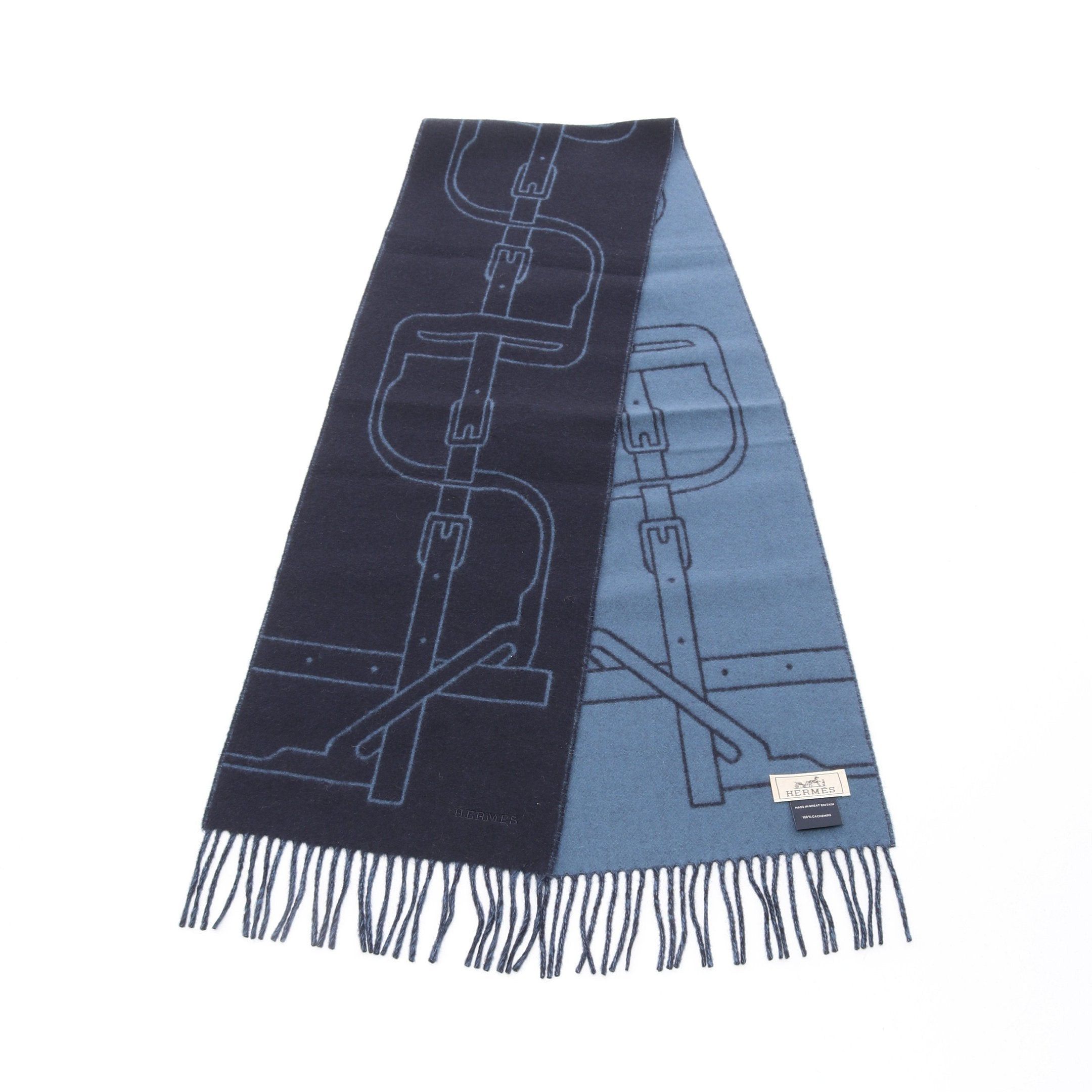 Hermes Hermes Mors A Jouets Scarf Cashmere Navy Blue Size ONE SIZE - 1 Thumbnail