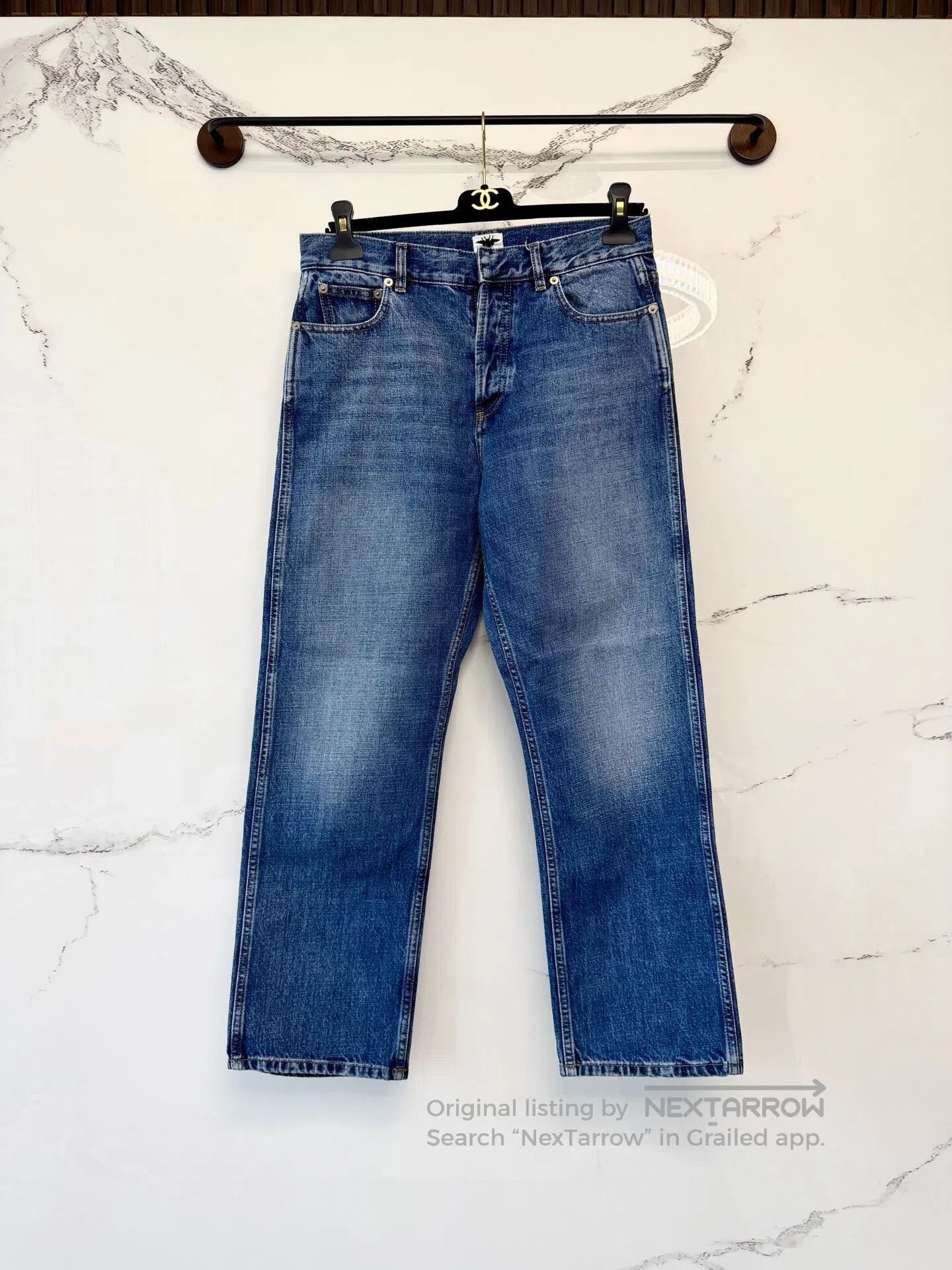 Dior Dior Dark Blue Leather Patch Jeans. Size US 38 / EU 54 - 1 Thumbnail