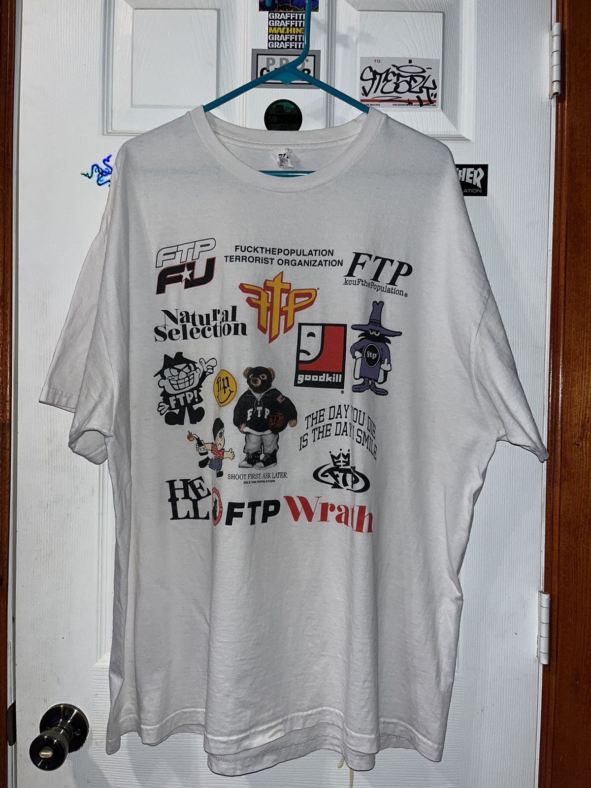 image of Fuck The Population Ftp Archive Tee in White, Men's (Size 2XL)