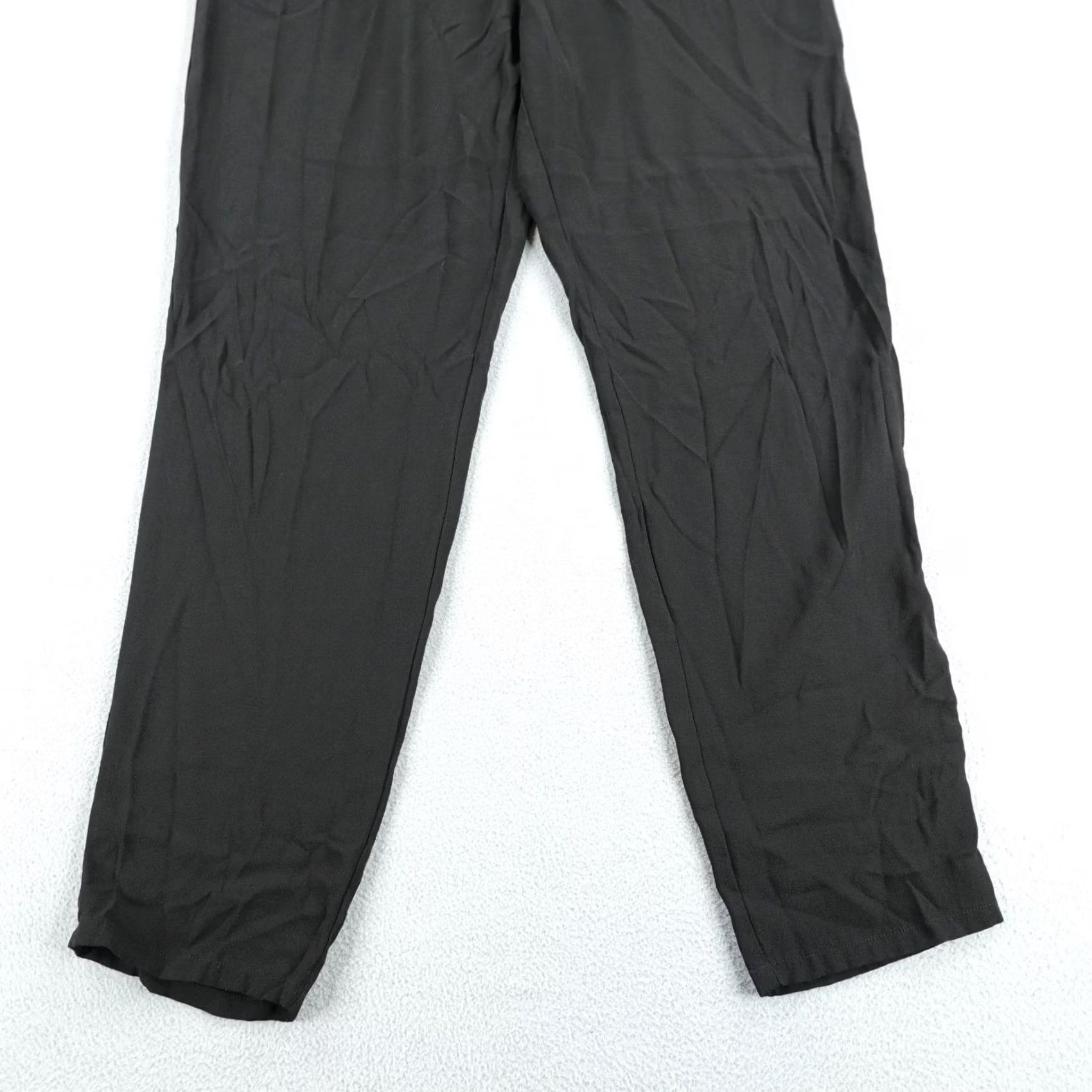 Eileen Fisher Eileen Fisher Pants Womens Medium Black Silk Tapered Lightweight Stretch Office Dress Pants Size 30" / US 8 / IT 44 - 3 Thumbnail