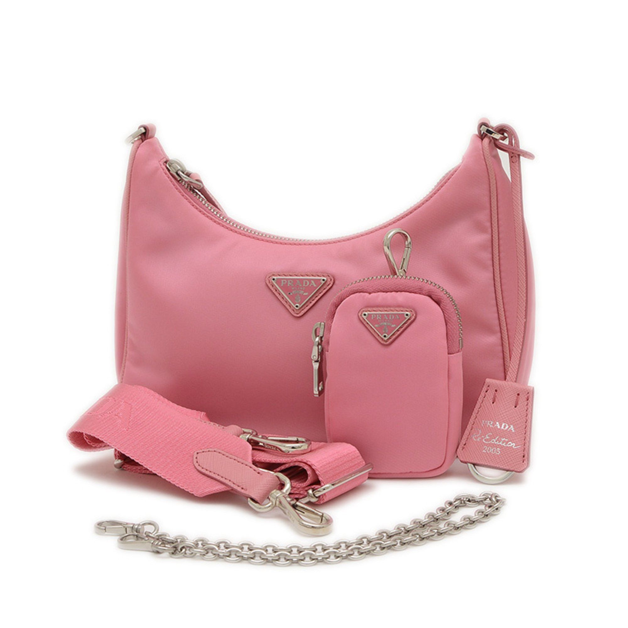 Prada Re-Edition 2Way Shoulder Bag Nylon Pink With Pouch 1Bh204, Women's