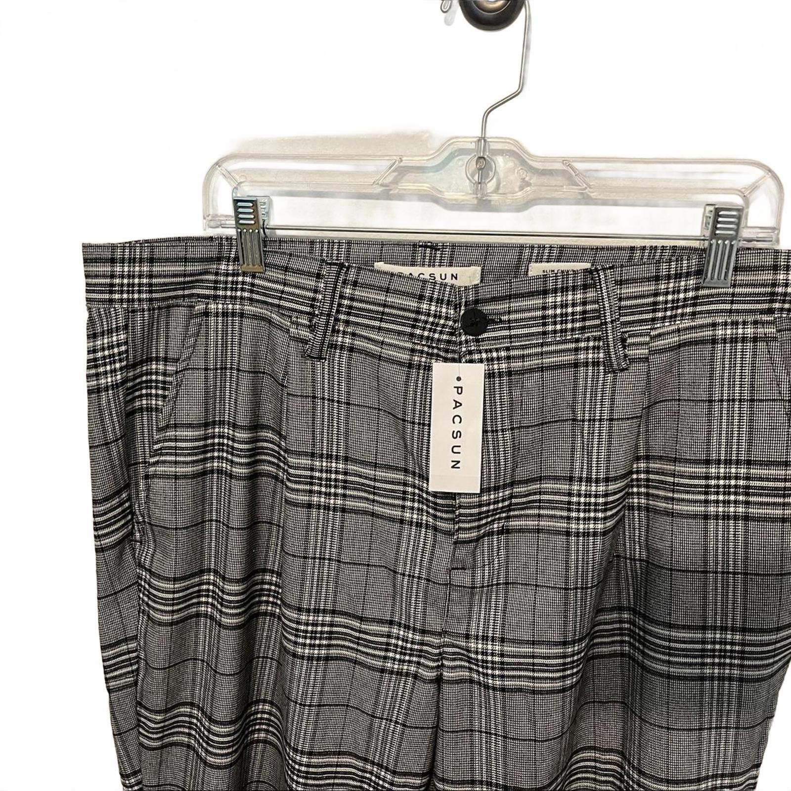 Pacsun PACSUN Slim Chino Pants - Grey Plaid Size US 34 / EU 50 - 2 Thumbnail