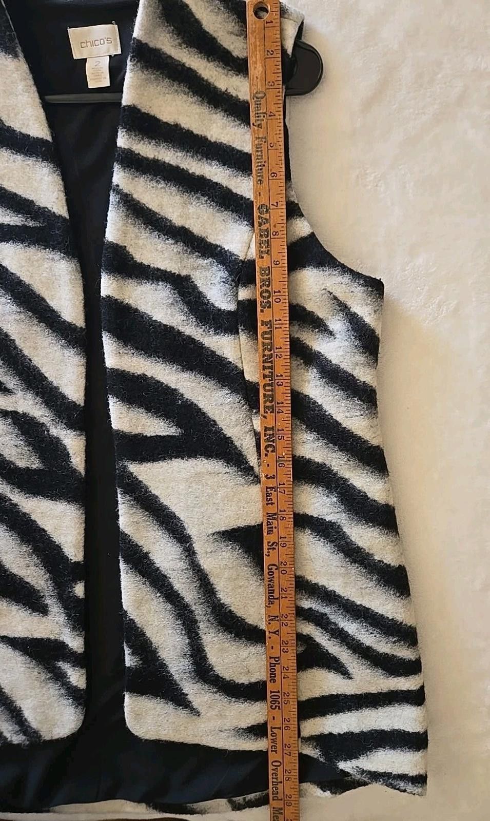 Chicos Chico's Vest Jacket Womens M Size 2 Wool Blend Zebra Print Size XS / US 0-2 / IT 36-38 - 5 Thumbnail