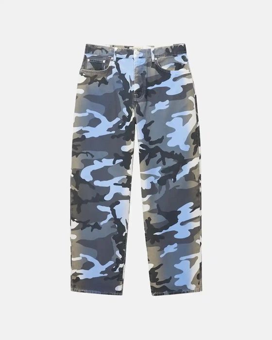 Stussy Stussy Spray Dye Canvas Big Ol Jeans in Blue Camo