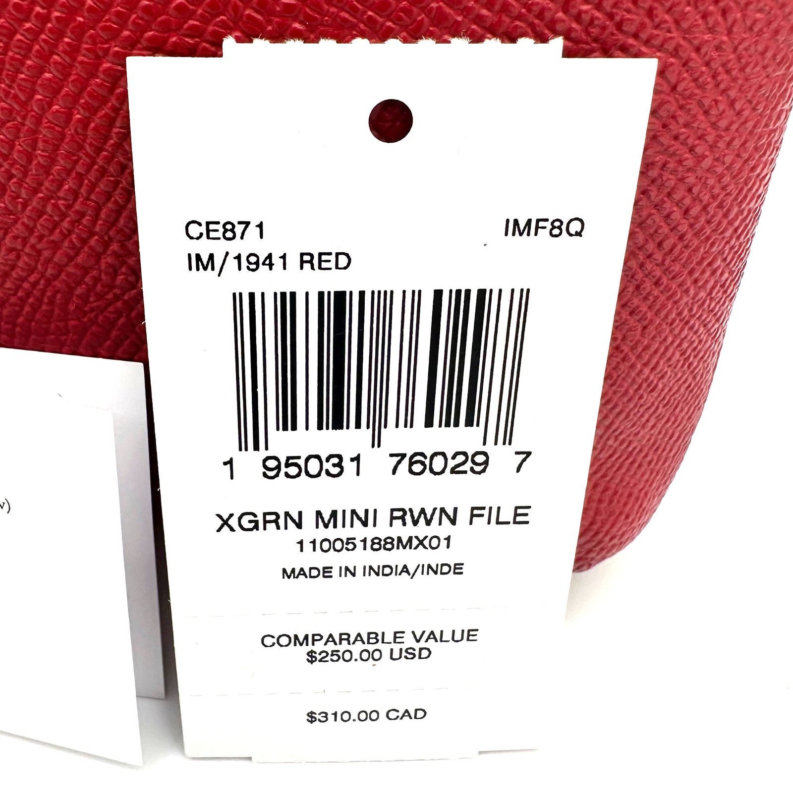 Coach Coach Mini Rowan File Bag Crossbody Purse Red Leather CE871 Size ONE SIZE - 9 Thumbnail