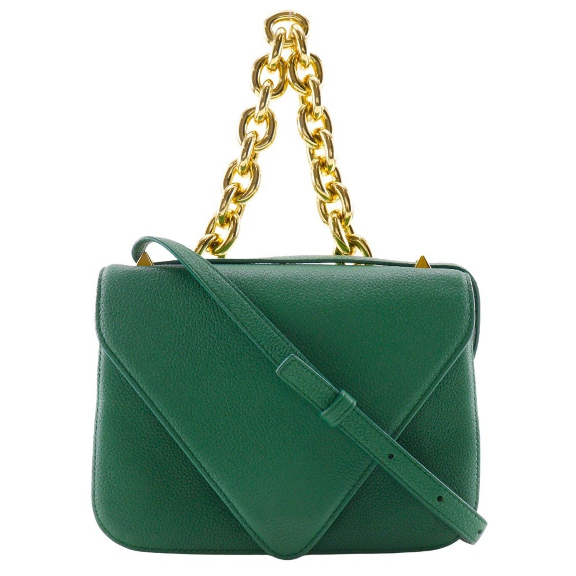 Bottega Veneta Mounting Envelope Shoulder Bag Chain Leather Green