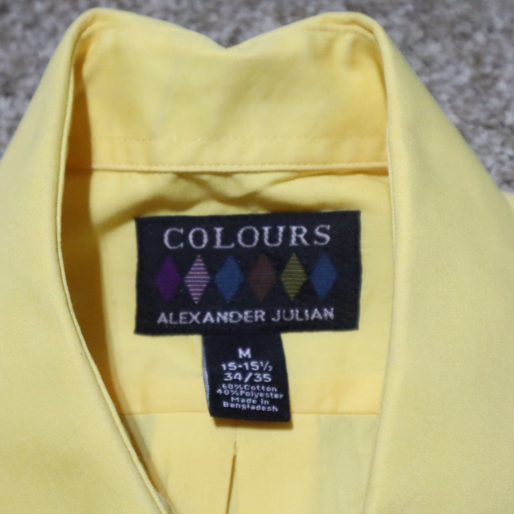 Vintage Colours Shirt Mens M Yellow Button-Down 15-15 1/2 Cotton Blend Classic Business Colourful 90s Size US M / EU 48-50 / 2 - 2 Thumbnail