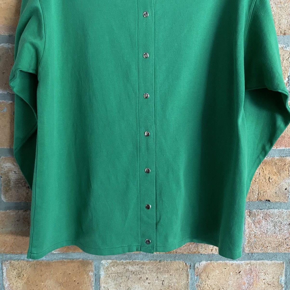Dior Christian Dior Green Long Sleeve Back-Snap Top with Logo Size M / US 6-8 / IT 42-44 - 8 Thumbnail