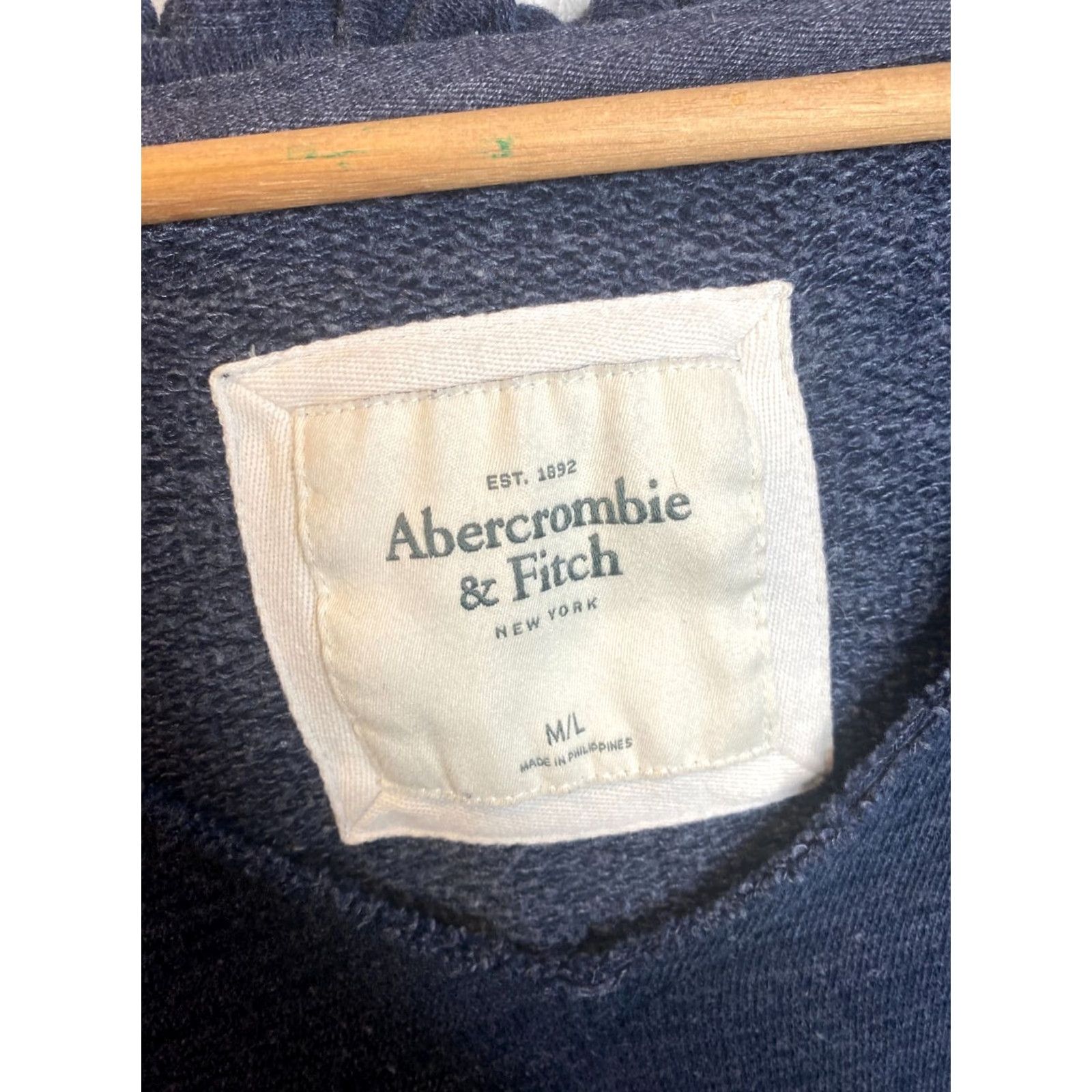 Abercrombie & Fitch Abercrombie & Fitch Hoodie Sweater V-Neck Blue Womens Size M L Regular Logo Casual Classic Knit Cotton Blend 2010s Size L / US 10 / IT 46 - 3 Thumbnail