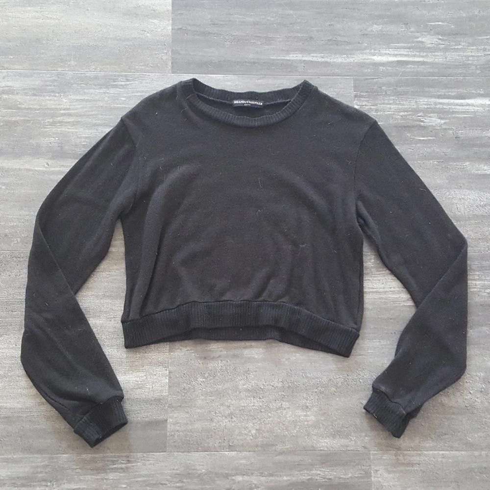 Designer Black Cropped Melville Soft Long Sleeve Size ONE SIZE - 1 Thumbnail