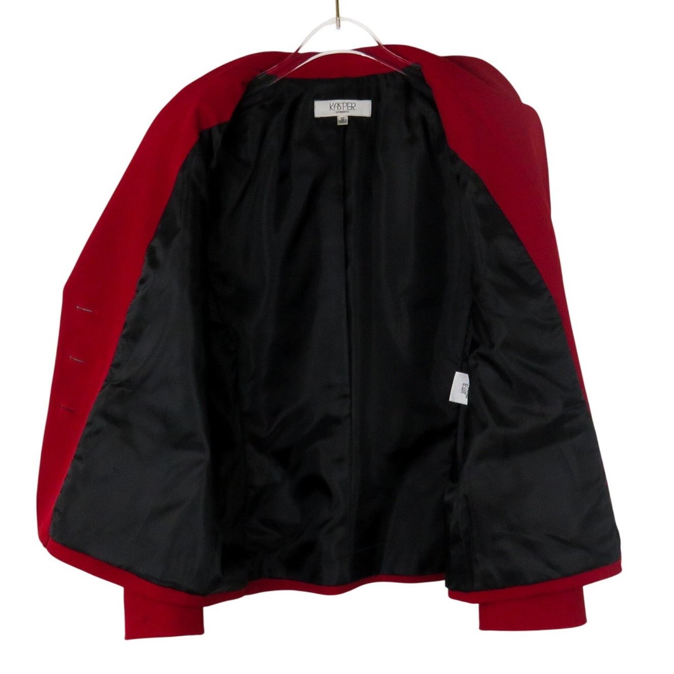 Vintage Vintage Kasper Red Blazer Notch Collar Black Buttons Size 10 Size L / US 10 / IT 46 - 3 Thumbnail