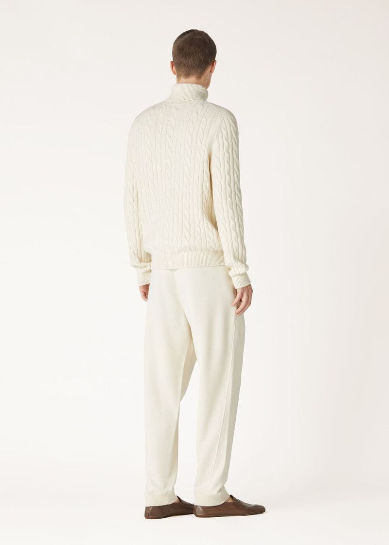 Loro Piana o1w1db10126 FAO5104 Jubilee Polo Neck Sweater in White Size US M / EU 48-50 / 2 - 5 Thumbnail