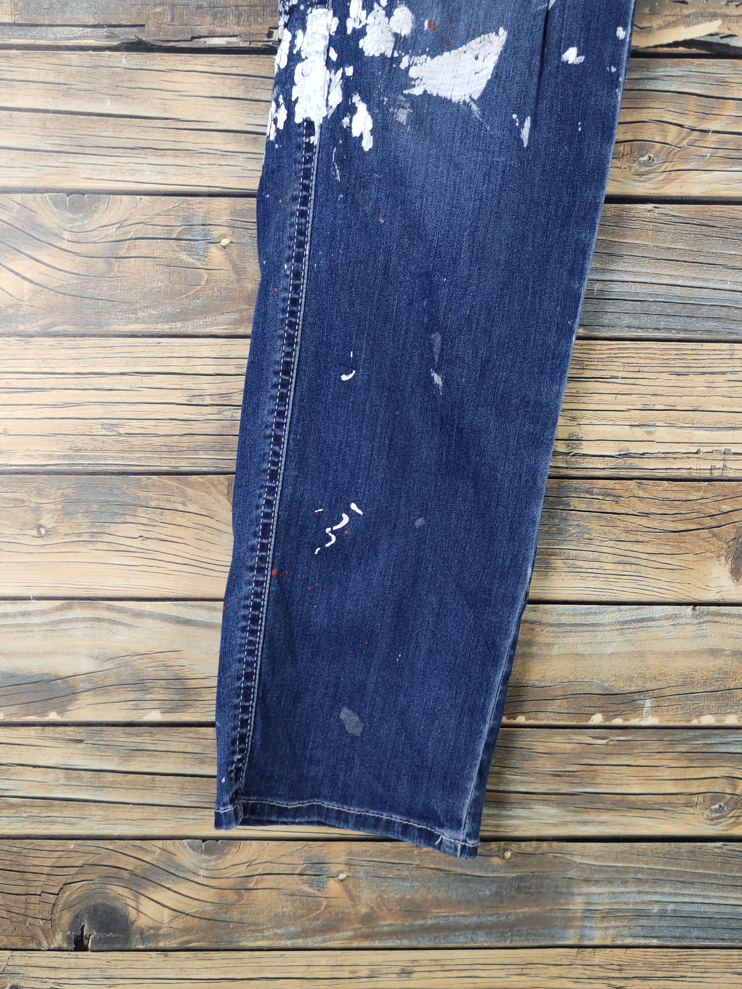 Japanese Brand FieldCore Dark Blue Distressed Ripped Soft Jeans #W1974 Size US 28 / EU 44 - 4 Thumbnail