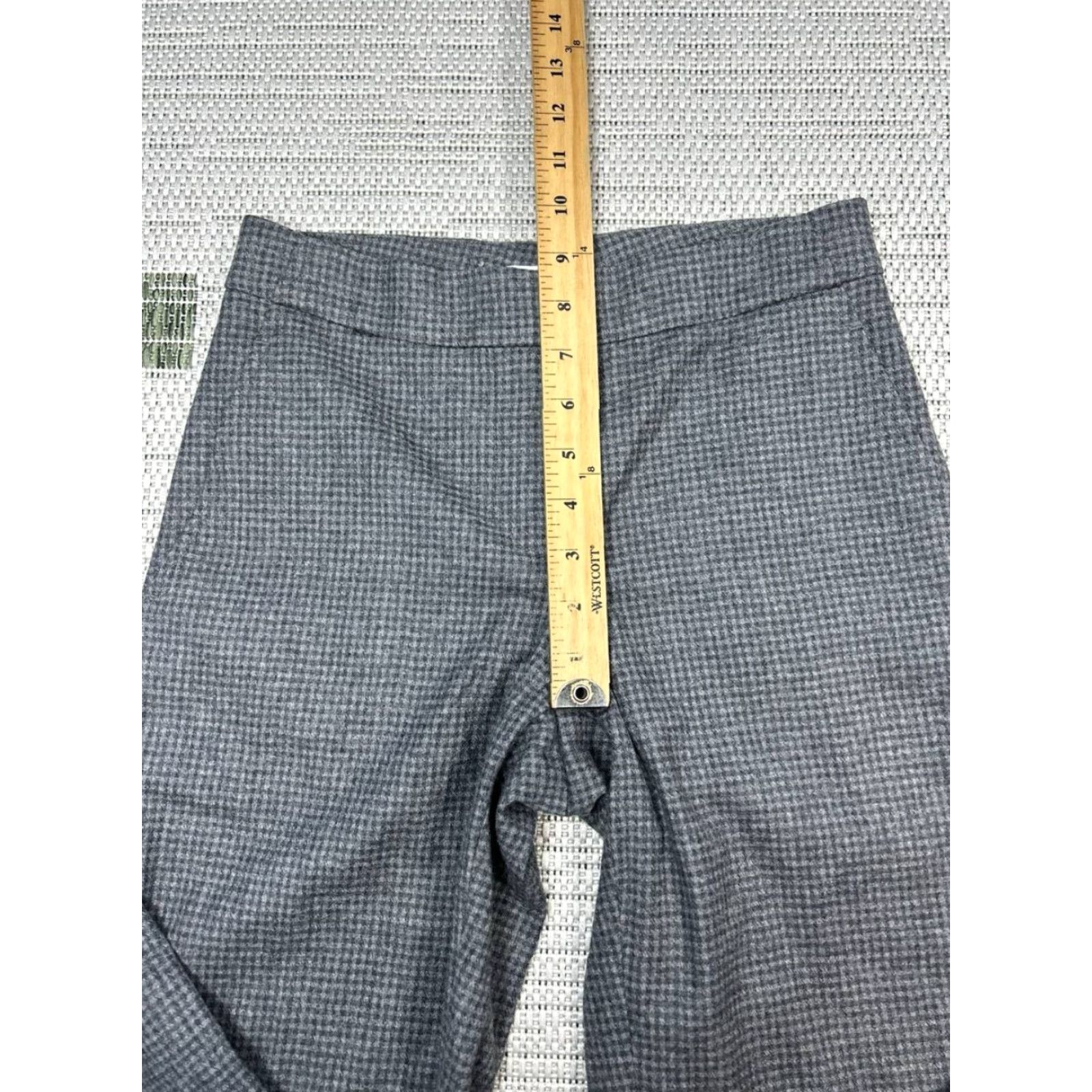 Vintage GUNEX Pants Women's 2 Gray Wool Stretch Micro Check Mid Rise Wide-Leg Casual Dress Pants Size 26" / US 2 / IT 38 - 6 Thumbnail