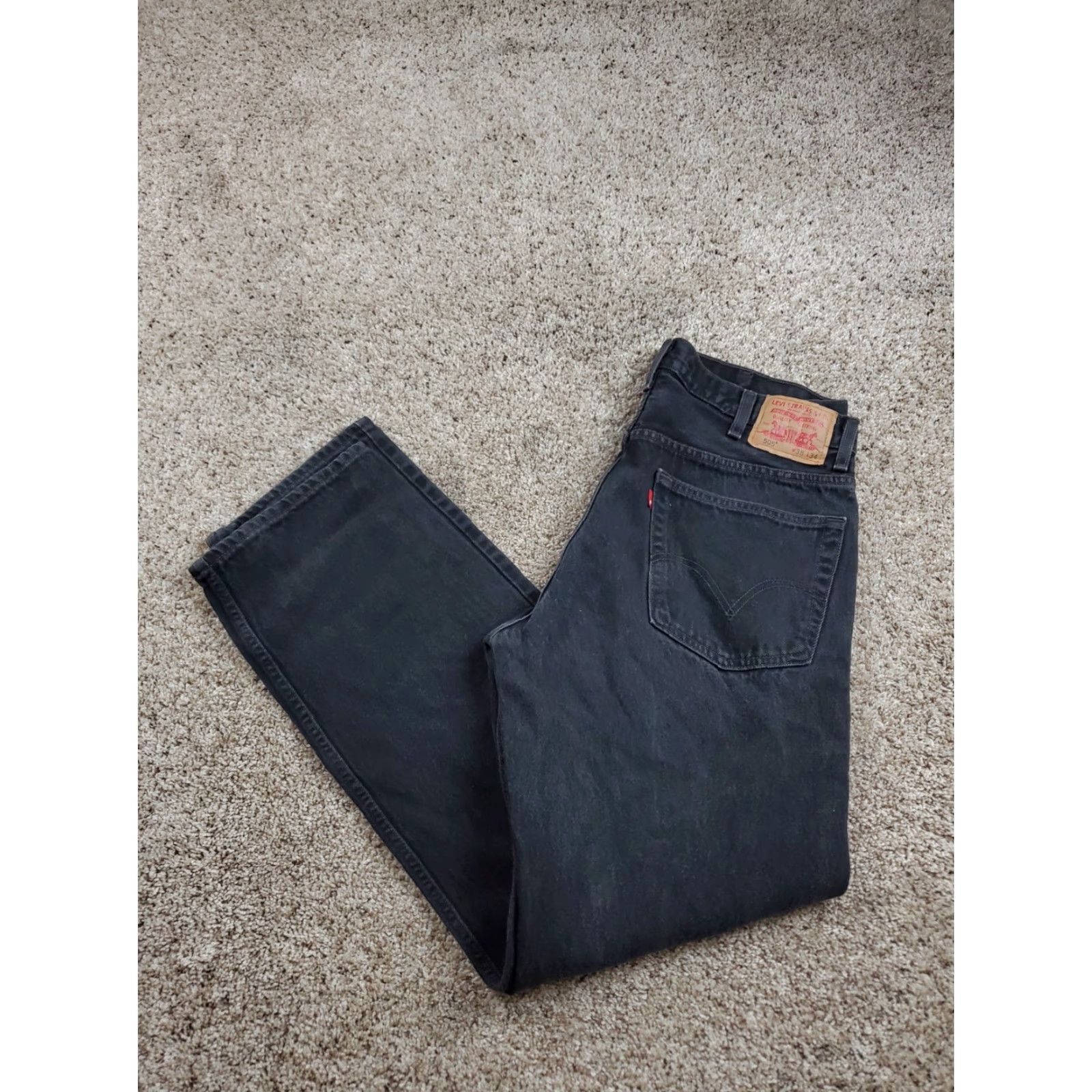 Levi's VINTAGE Levi's 505 Jeans 38x34 Mens Black Regular Fit Straight Leg Cotton Denim Size US 38 / EU 54 - 2 Thumbnail