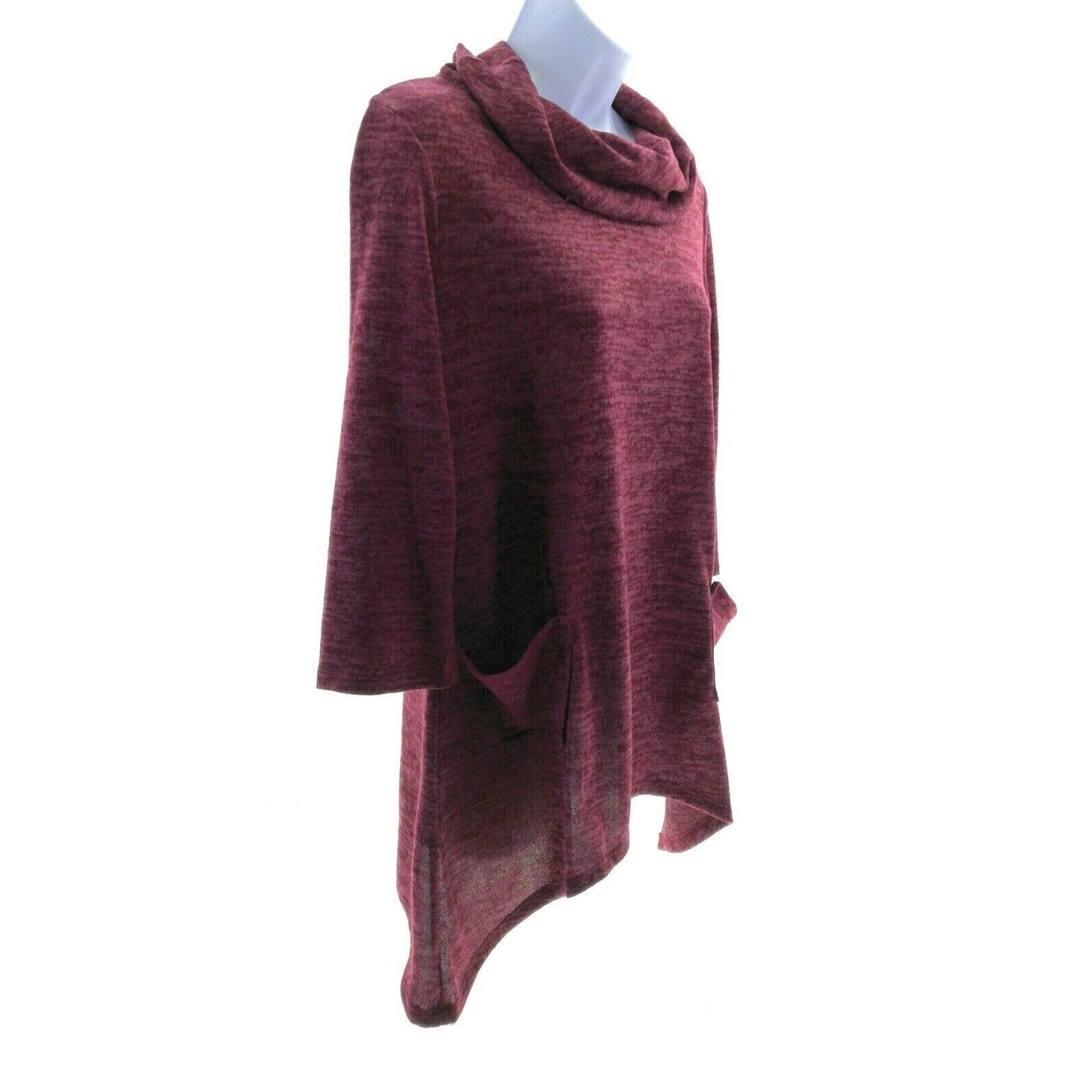 Other Amana Apparel Cranberry Cowl Neck Asymmetric Hem Top Small Size S / US 4 / IT 40 - 2 Thumbnail