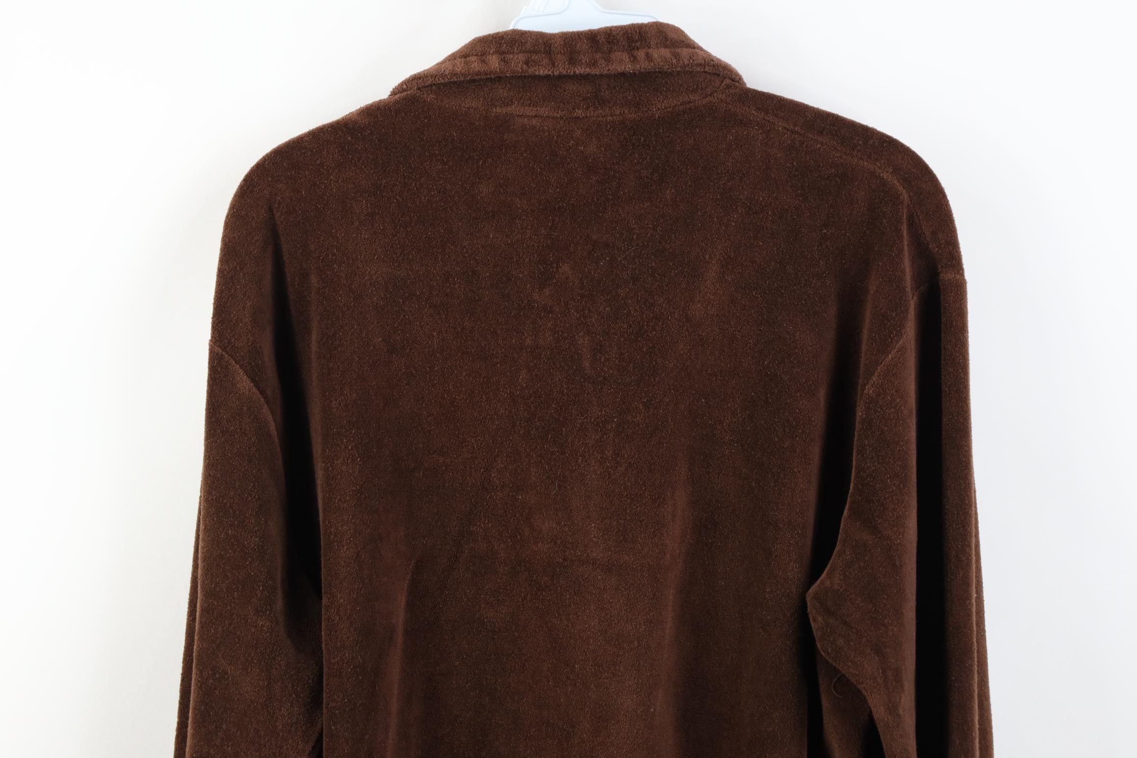 Vintage Vintage 70s Streetwear Velour Long Sleeve Polo Brown USA Size US L / EU 52-54 / 3 - 11 Thumbnail