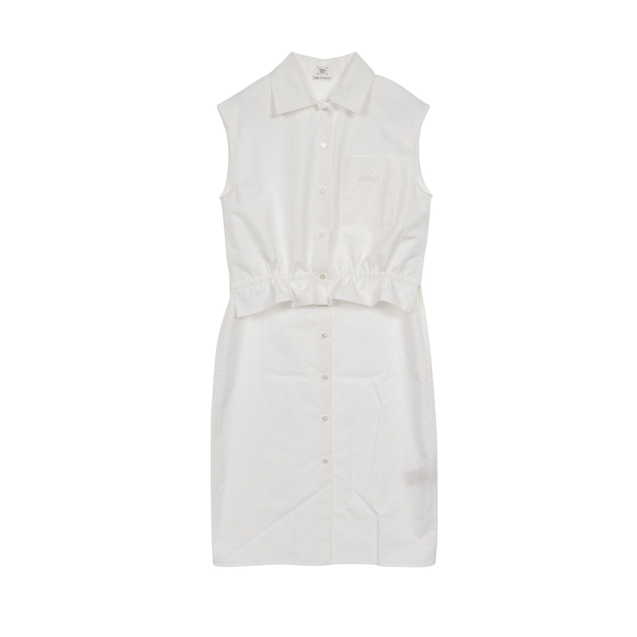 Hermes Hermes Shirt Dress No Sleeve Cotton White Size ONE SIZE - 1 Thumbnail