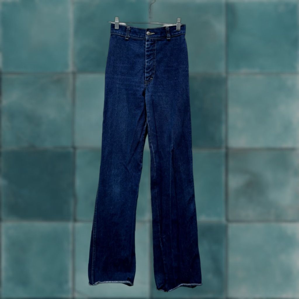 Cougar VINTAGE 80s Western Jeans Cougar Denim Long Tall High Waist Embroidered Blue 0 24 Relaxed Straight Mens Womens Boys Girls Size 25" / US 0 / IT 36 - 1 Thumbnail