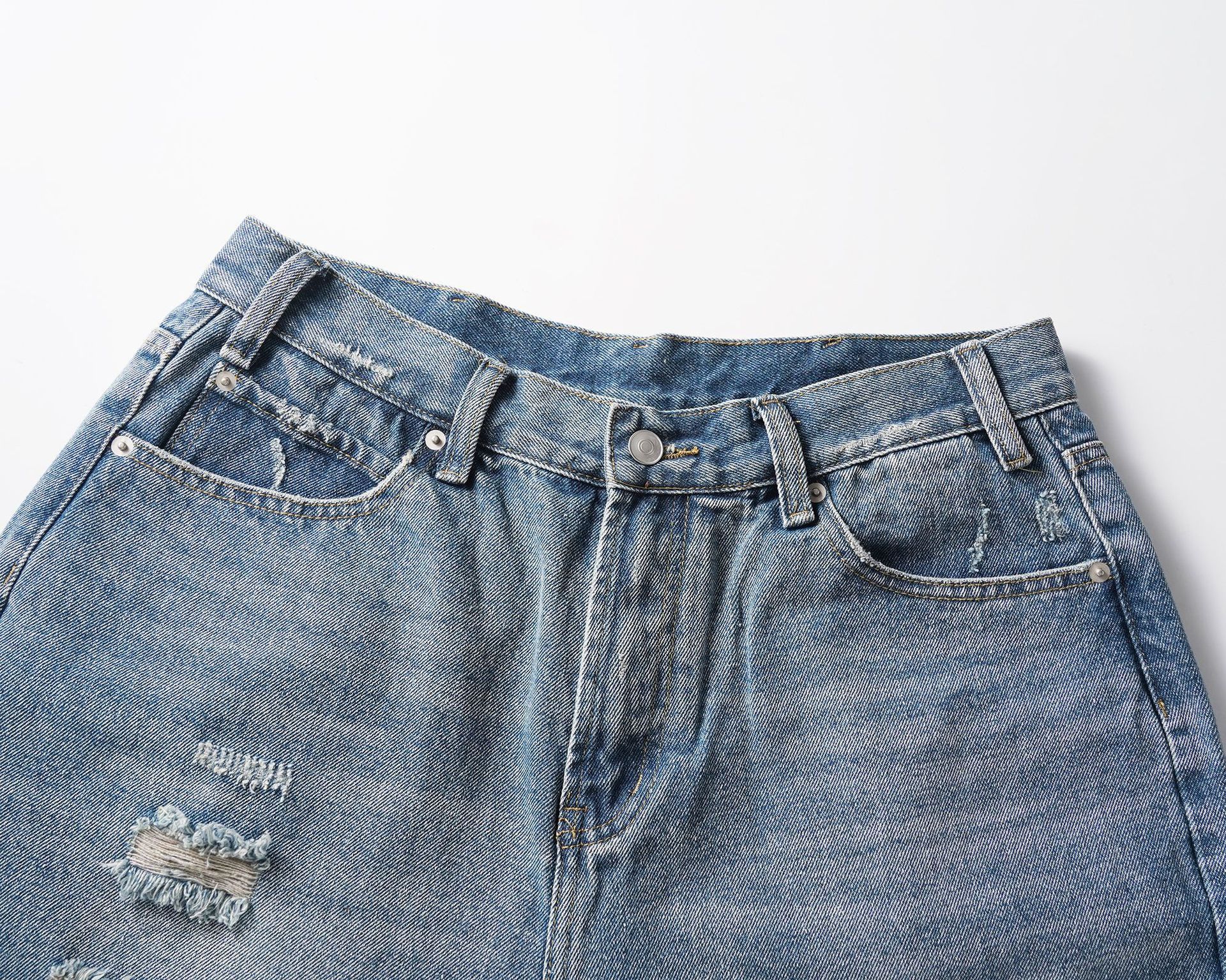 Japanese Brand × Jean High street washed whisker hole denim shorts y2k Size US 32 / EU 48 - 3 Thumbnail