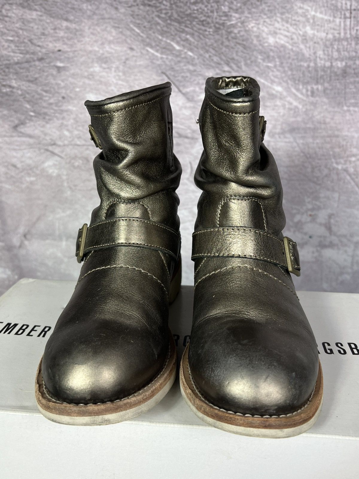 Dirk Bikkembergs Dirk Bikkembergs Archival Crumpled Gold Engineered Boots Size US 5 / EU 37 - 6 Thumbnail