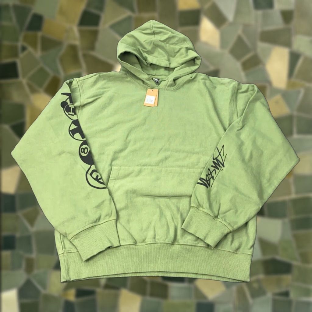 VINTAGE Stussy Hoodie Pullover Mens 2XL Long Sleeve Green Cotton