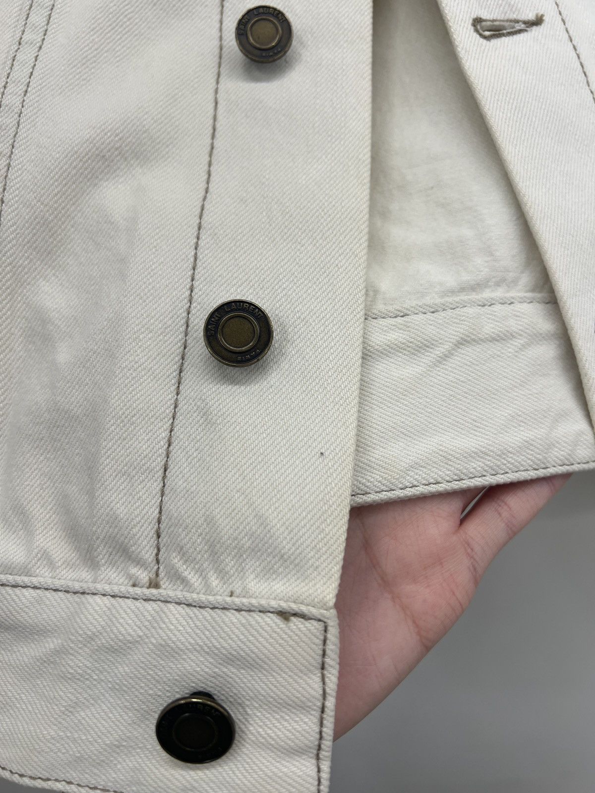 Saint Laurent Paris Saint Laurent Paris Beige Denim Jacket Size M / US 6-8 / IT 42-44 - 7 Thumbnail