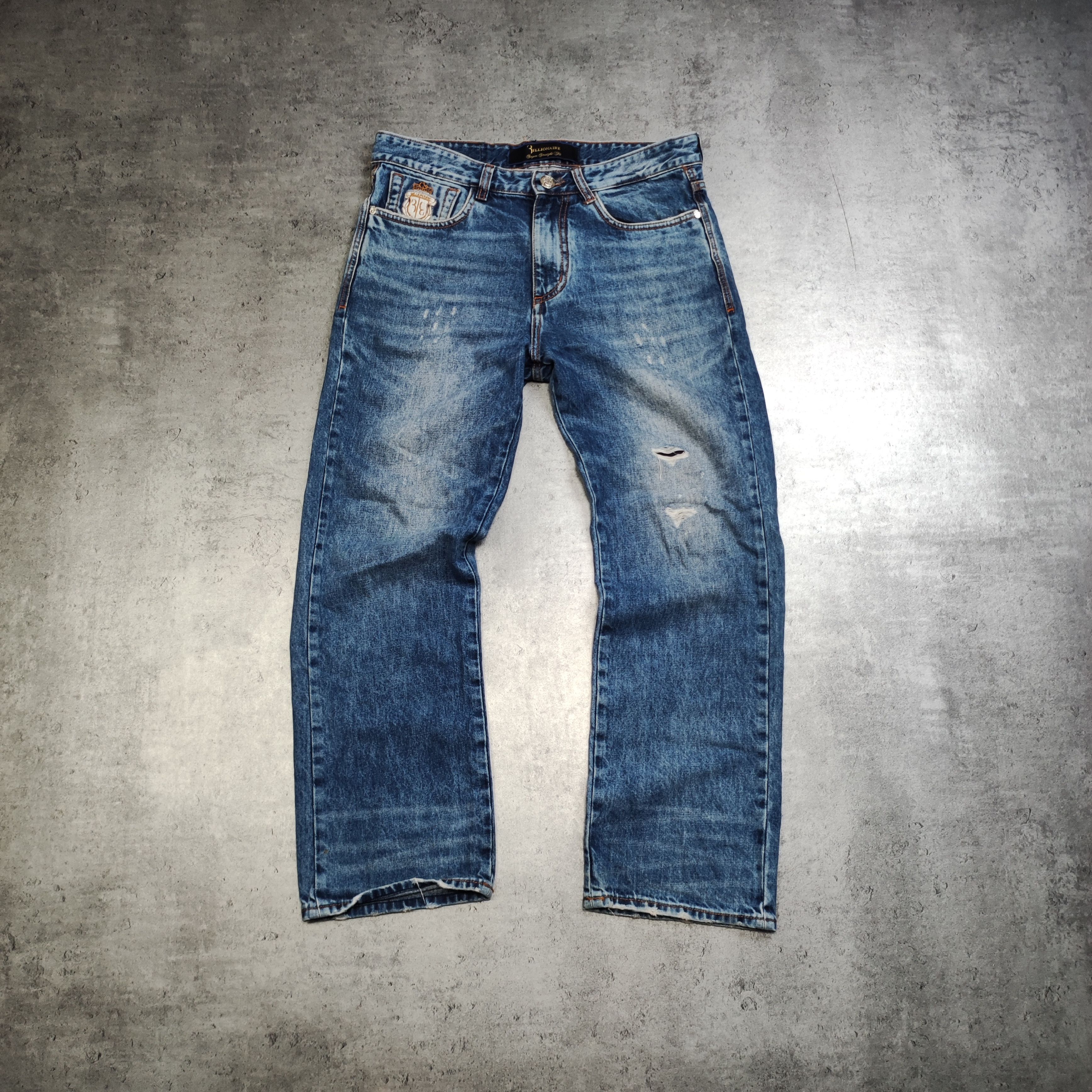 Billionaire Couture RARE Billionaire Couture Italy Crocodile Distressed Denim Size US 32 / EU 48 - 2 Thumbnail