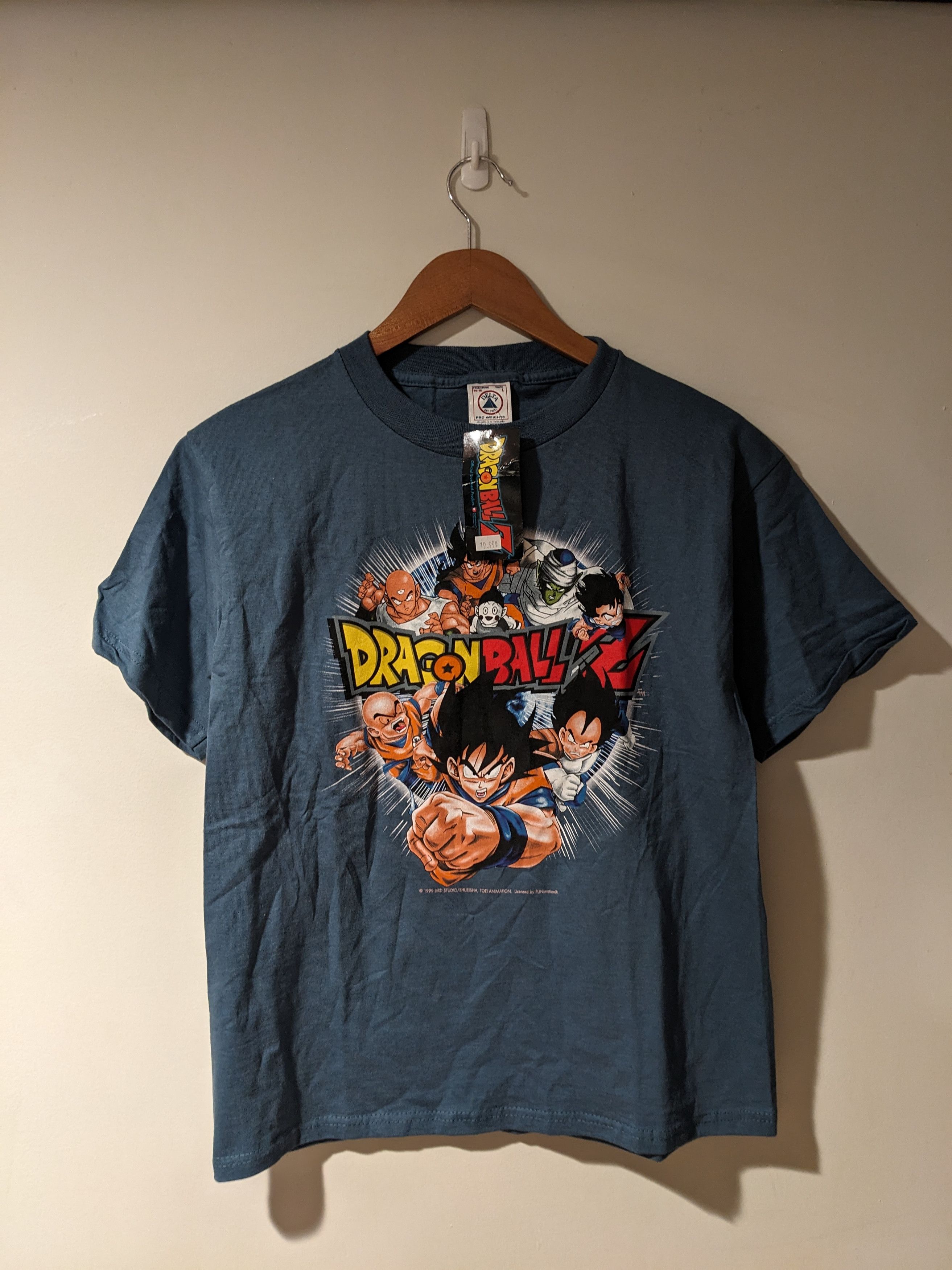 image of Cartoon Network x Vintage 1999 Dragon Ball Z Anime Toonami Youth Large T-Shirt in Blue, Men's