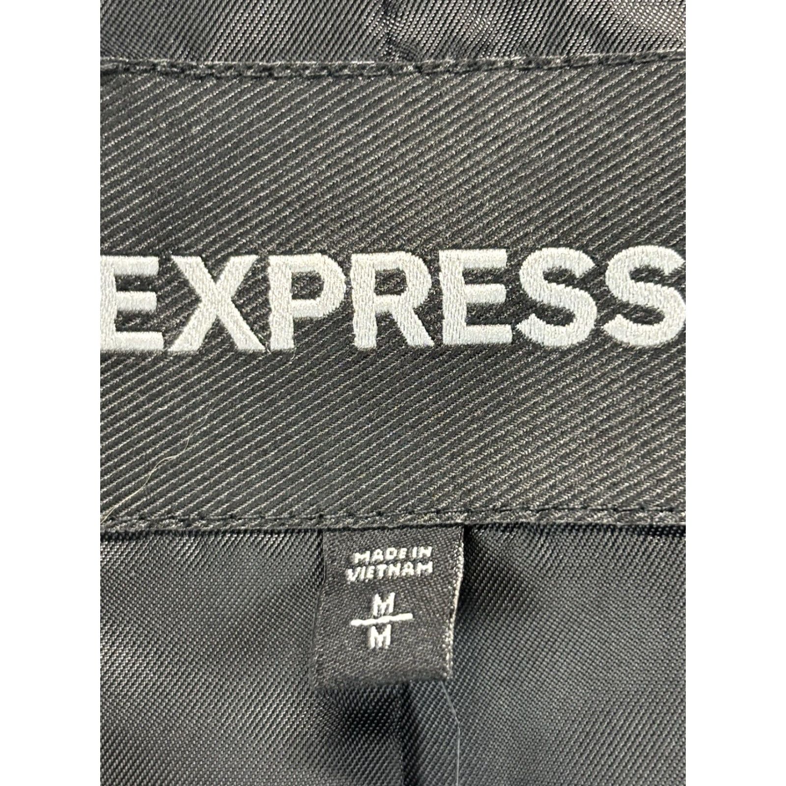 Express Express Black Blazer Sport Coat Men's Medium 38 Cotton Blend Two-Button Solid Business Party Size 40R - 6 Thumbnail