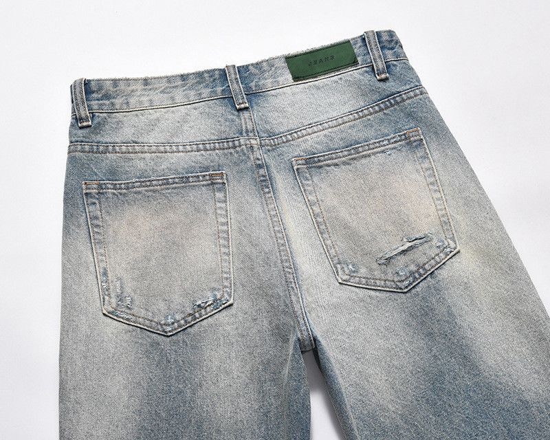 Vintage American retro street vibe washed distressed jeans for men Size US 32 / EU 48 - 5 Thumbnail
