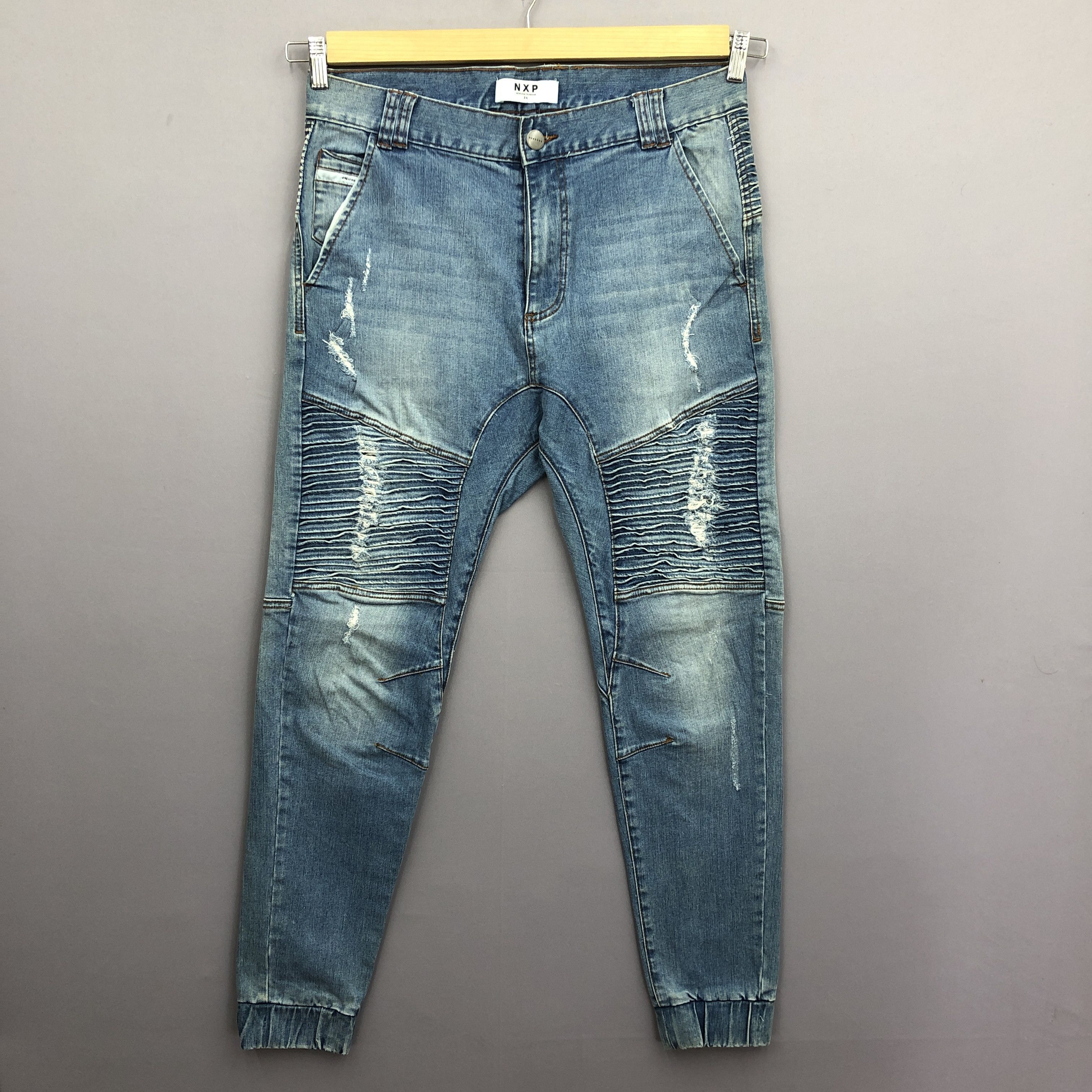 Japanese Brand Vintage Japanese Jogger NXP Distressed Jeans Denim Pant. Size US 34 / EU 50 - 1 Thumbnail