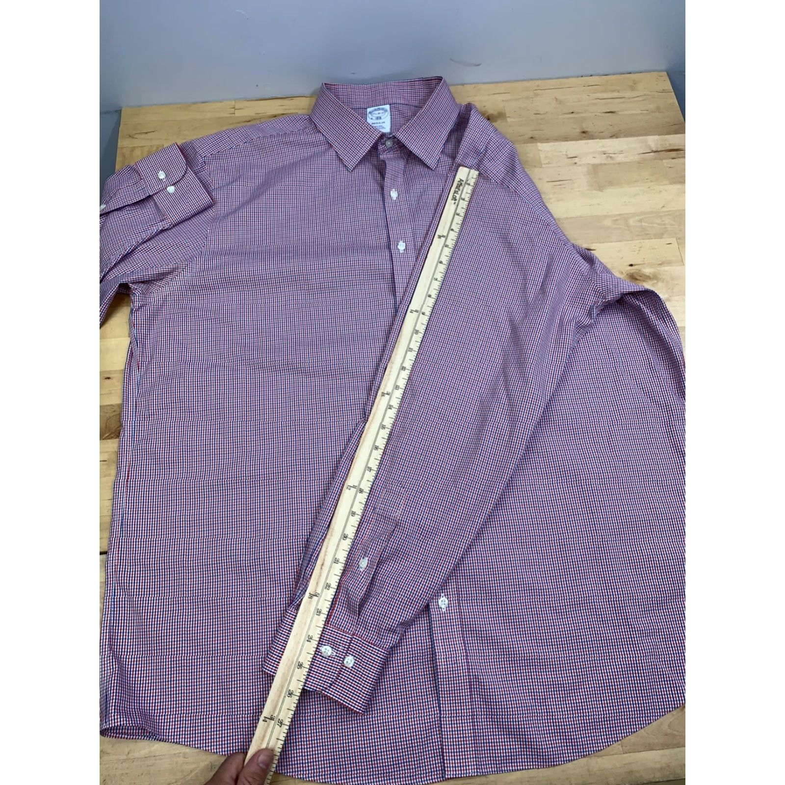 Brooks Brothers Brooks Brothers Dress Shirt Men 17.5 Regular Check Red 36/37 Long Sleeve Barrel Cuff Button Collar 12915 Size US XXL / EU 58 / 5 - 7 Thumbnail