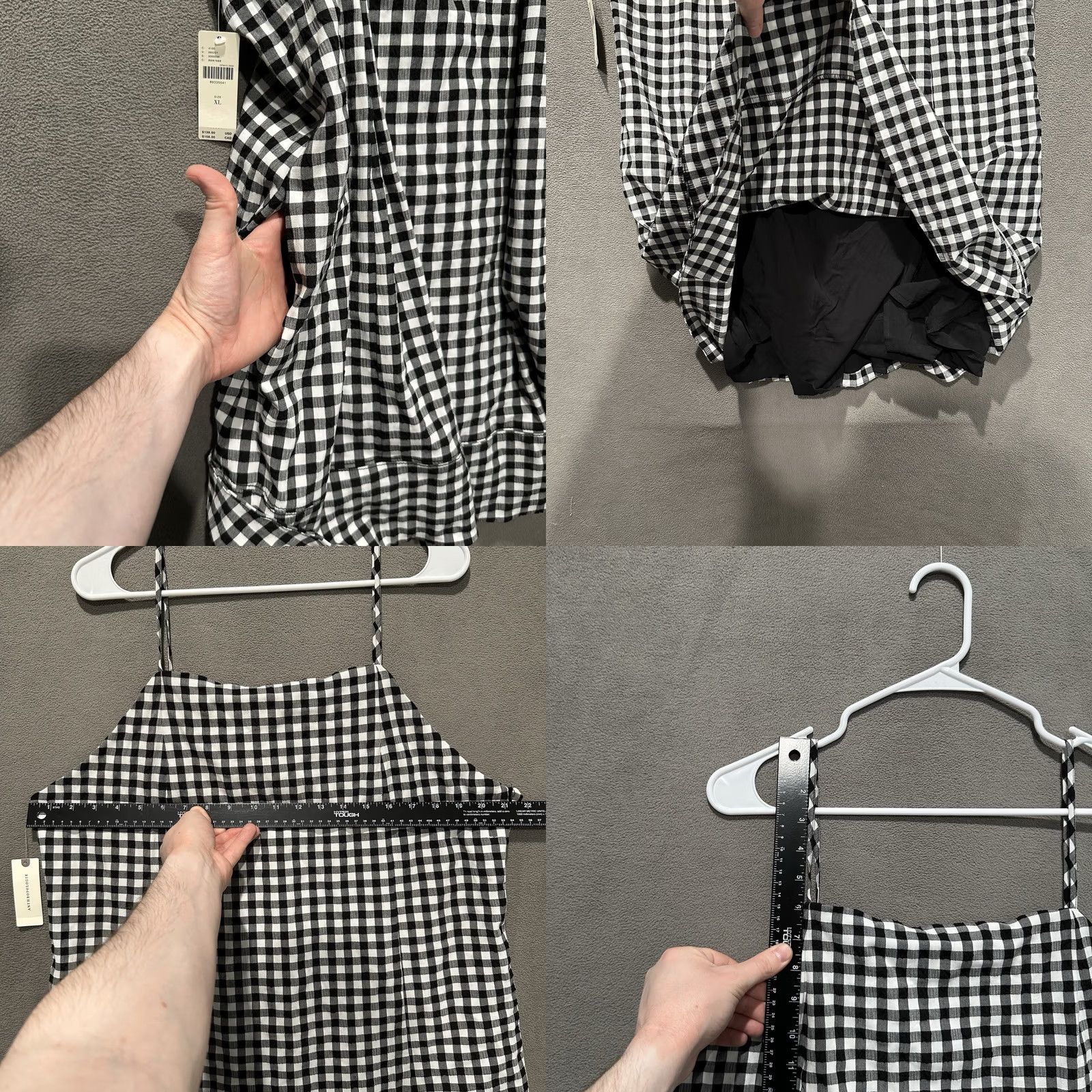 Anthropologie Anthropologie Dress Apron-Style Mini Womens XL Black White Gingham Plaid Size XL / US 12-14 / IT 48-50 - 9 Thumbnail