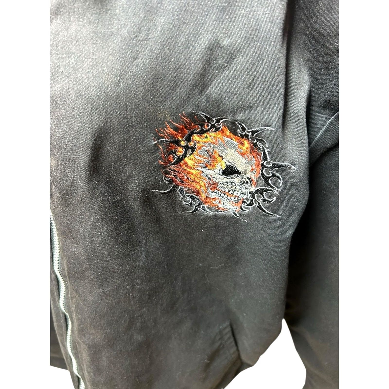 Vintage Hot Leathers Men's Polyester Motorcycle Jacket Burning Skull Size 3XL Black Size US XXL / EU 58 / 5 - 5 Thumbnail