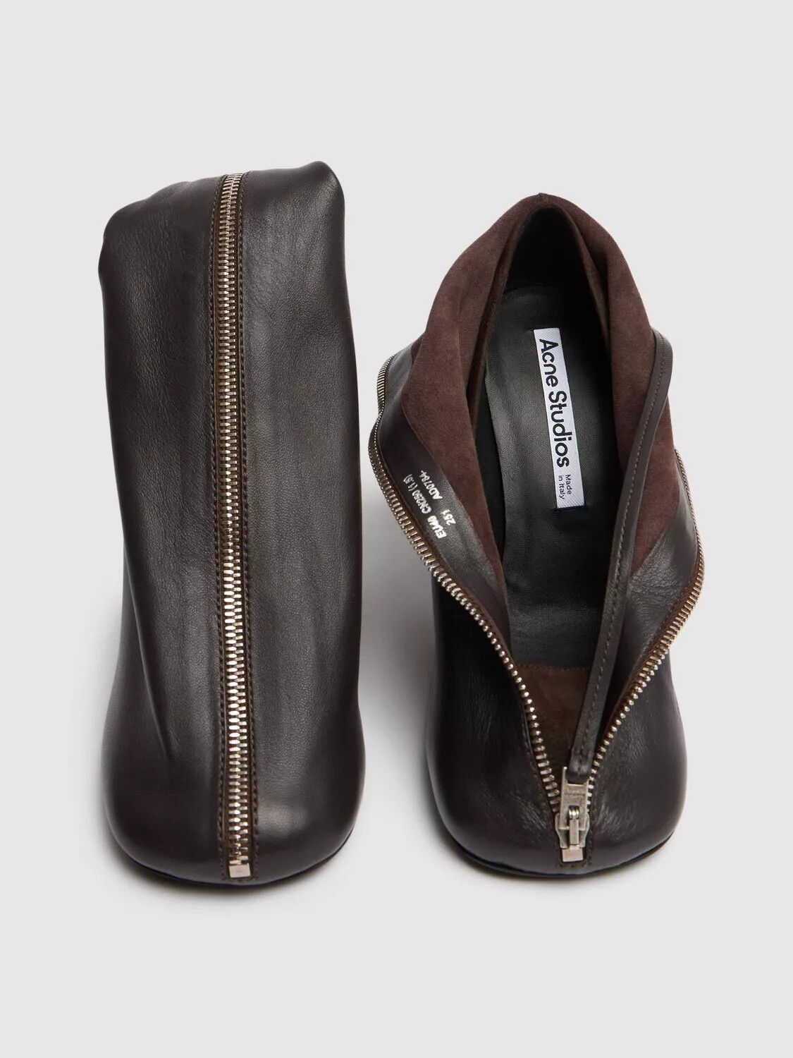 Acne Studios ACNE STUDIOS $1150 Dark Brown Leather 100mm Zip Pumps New Size US 7 / IT 37 - 4 Thumbnail