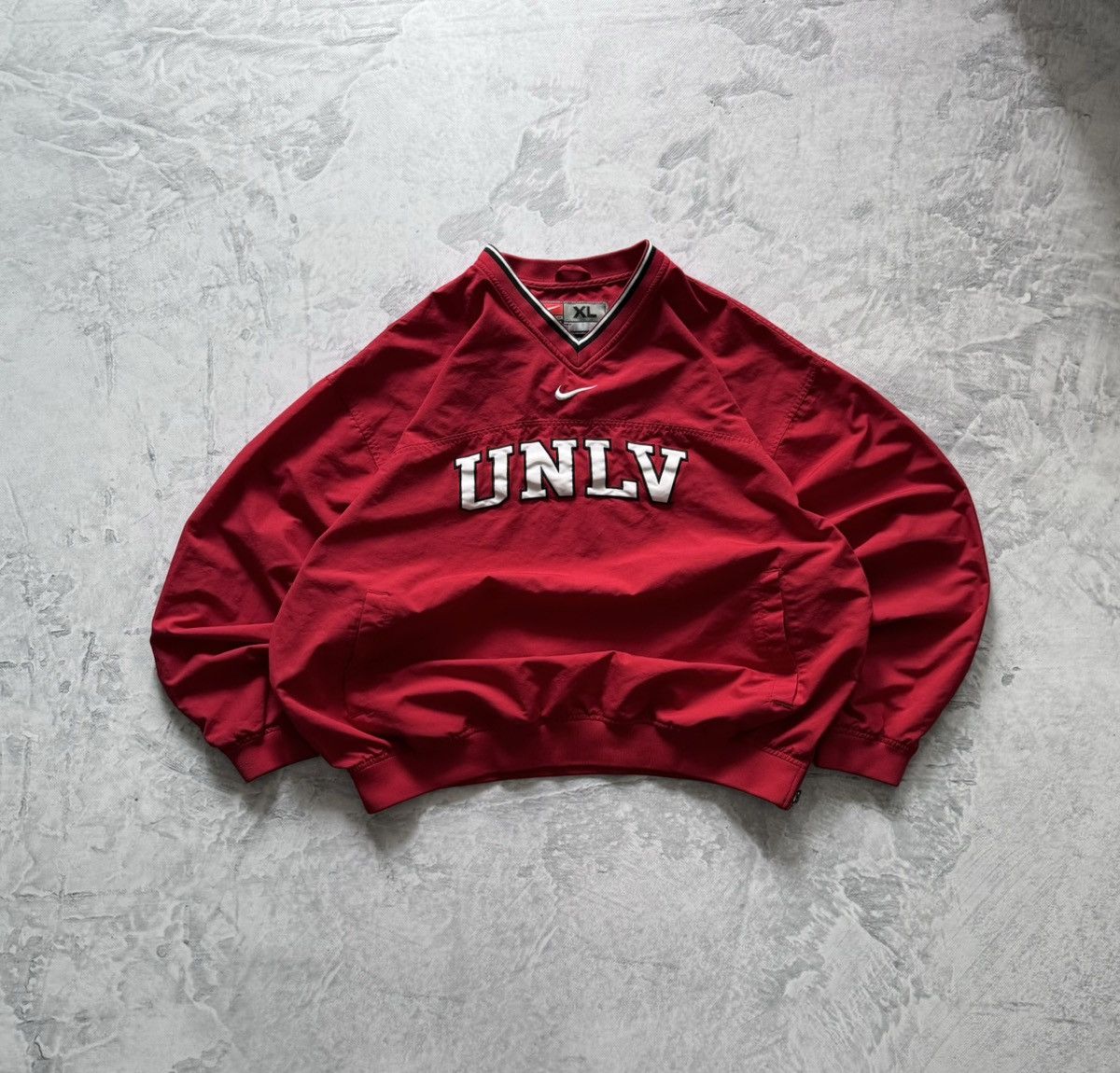 Nike × Vintage 90s Nike Vintage Nylon Center Swoosh Oversize Sweatshirt Y2K Size US XL / EU 56 / 4 - 1 Thumbnail