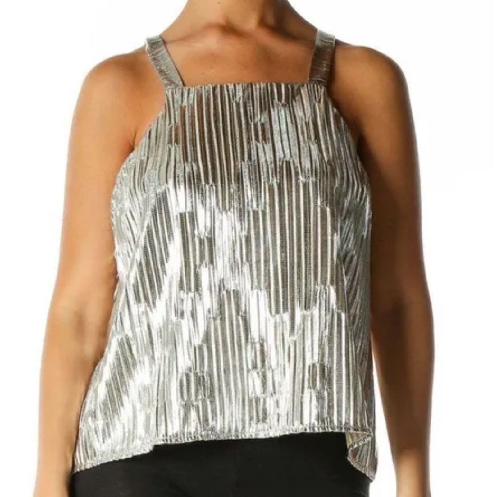 Anthropologie Anthropologie Maeve Shine On Silver Metallic Sleeveless Top Size S / US 4 / IT 40 - 1 Thumbnail