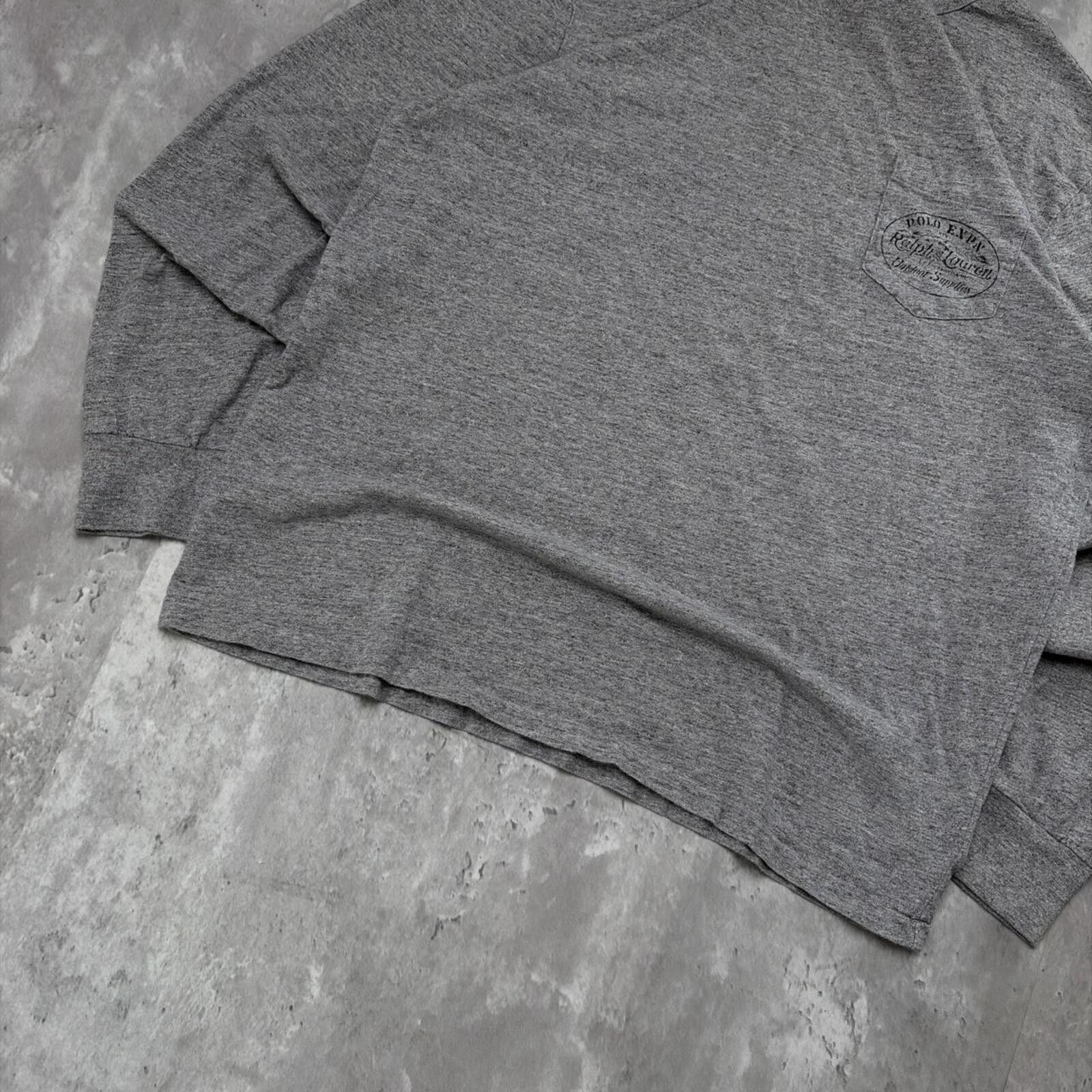 Polo Ralph Lauren Y2K Grey Polo Ralph Lauren Grunge Long Sleeve Pocket T-Shirt Size US M / EU 48-50 / 2 - 5 Thumbnail